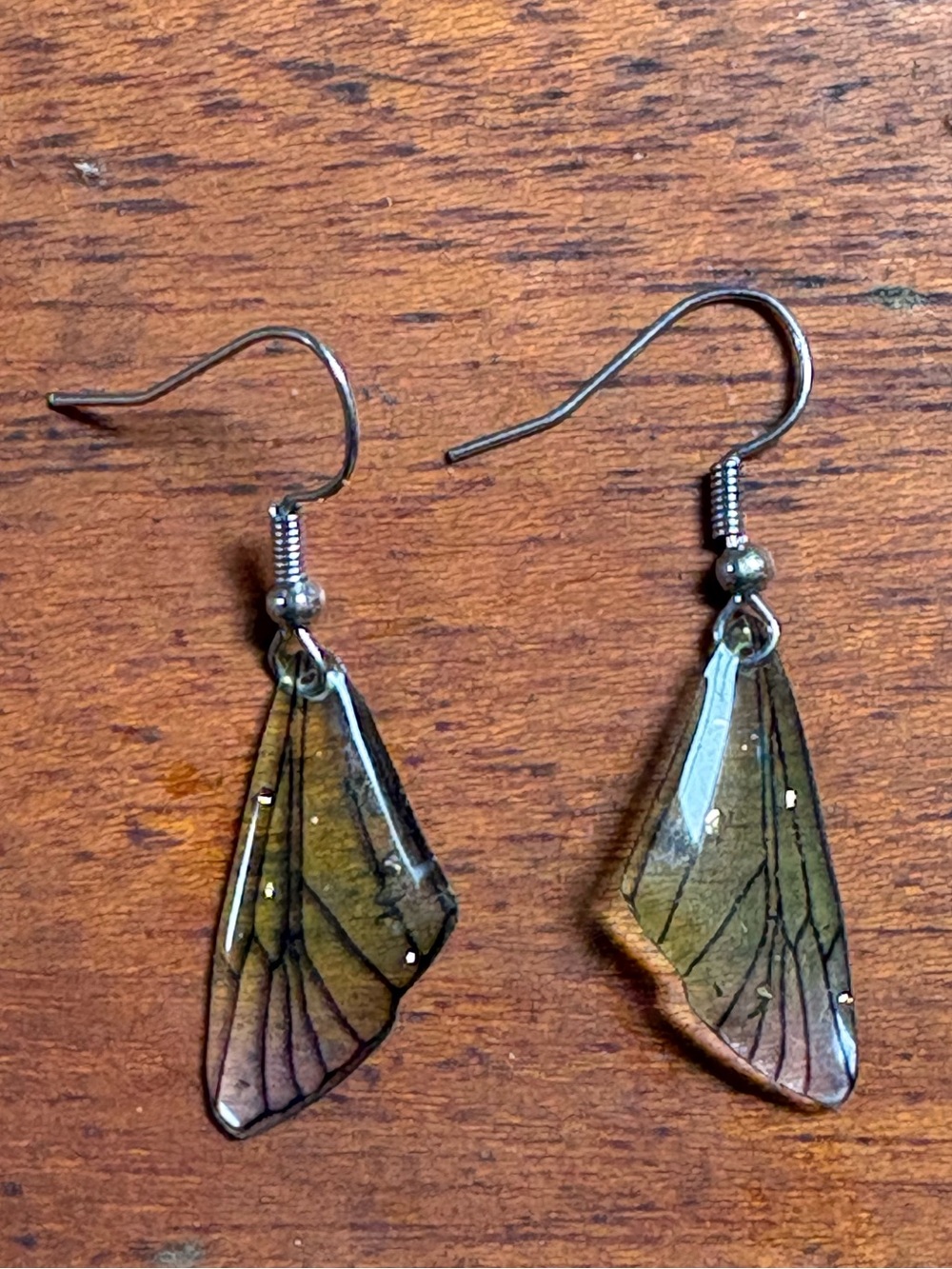 Handcrafted Green Ombre Wing Dangle Earrings - Women Jewelry